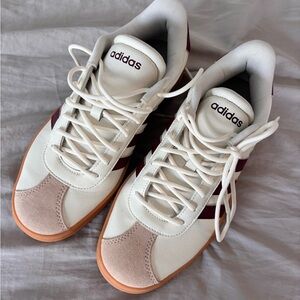 Adidas Women's White and Burgundy Sneakers